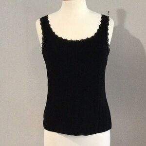 Chico's Travelers Black Lace Trim Adjustable Strap Tank Size 2/L/12